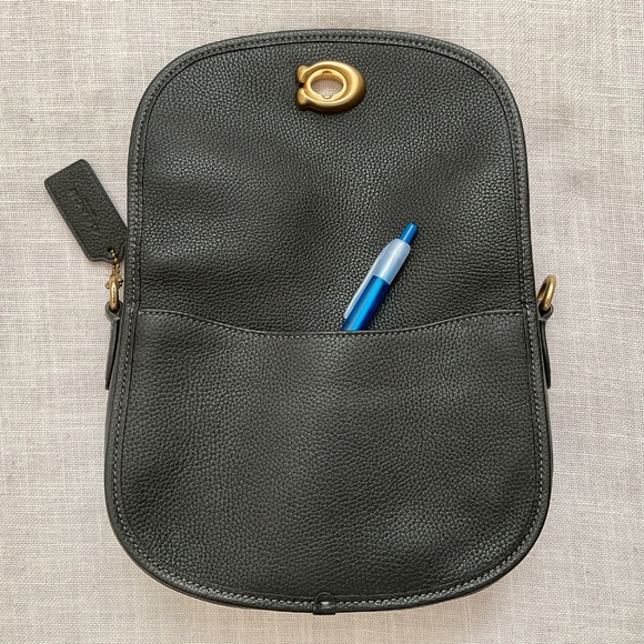 Coach Willow Saddle Crossbody Shoulder Bag Black Pebble Leather 2 Straps NEW - Picture 12 of 16